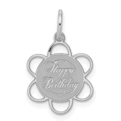 Sterling Silver Rhodium-plated Happy Birthday Disc Charm - 4