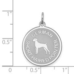 Sterling Silver Rhodium-plated German Shorthaired Pointer Disc Charm