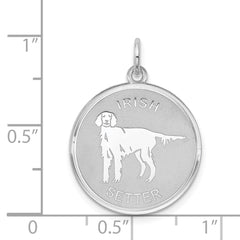 Sterling Silver Rhodium-plated Irish Setter Disc Charm