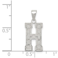 Sterling Silver Rhodium-plated Letter H Initial Pendant - 2