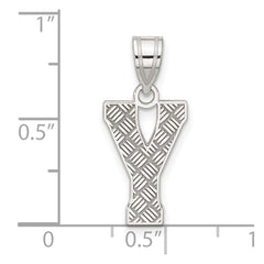 Sterling Silver Rhodium-plated Letter Y Initial Pendant - 2