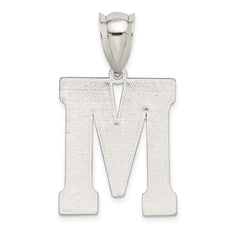 Sterling Silver Rhodium-plated Letter M Initial Pendant - 2