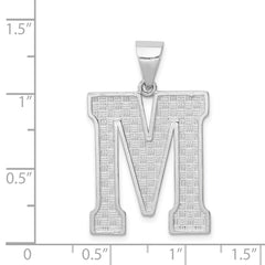 Sterling Silver Rhodium-plated Letter M Initial Pendant - 2