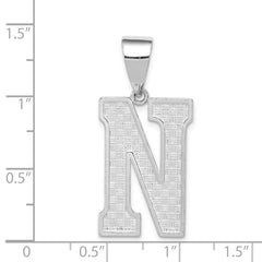 Sterling Silver Rhodium-plated Letter N Initial Pendant - 2