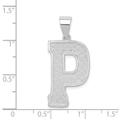 Sterling Silver Rhodium-plated Letter P Initial Pendant - 2