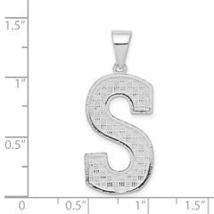 Sterling Silver Rhodium-plated Letter S Initial Pendant - 2