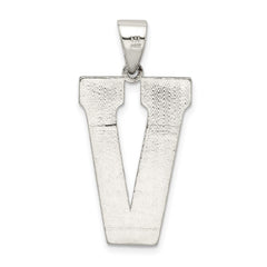 Sterling Silver Rhodium-plated Letter V Initial Pendant - 2