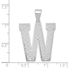 Sterling Silver Rhodium-plated Letter W Initial Pendant - 2
