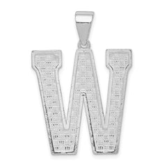 Sterling Silver Rhodium-plated Letter W Initial Pendant - 2