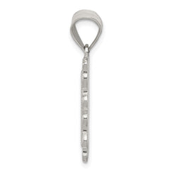 Sterling Silver Square Diamond-cut Letter H Initial Pendant