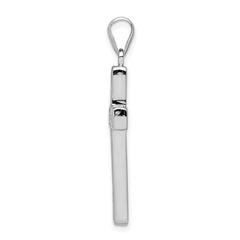 Sterling Silver Rhodium-plated CZ Cross Pendant - 12