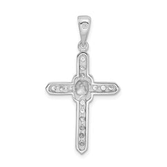 Sterling Silver Rhodium-plated CZ Cross Charm - 2