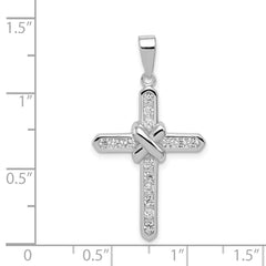 Sterling Silver Rhodium-plated CZ Cross Charm - 2