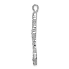 Sterling Silver Rhodium-plated CZ Cross Pendant - 13