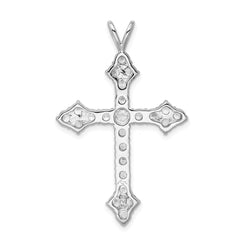 Sterling Silver Rhodium-plated CZ Cross Pendant - 13
