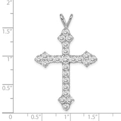 Sterling Silver Rhodium-plated CZ Cross Pendant - 13