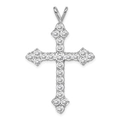 Sterling Silver Rhodium-plated CZ Cross Pendant - 13