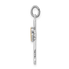 Sterling Silver Platinum-plated & Vermeil Dove Cross Charm