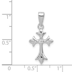Sterling Silver Rhodium-plated CZ Cross Pendant - 5