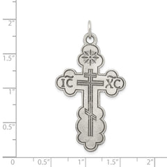 Sterling Silver Antiqued Eastern Orthodox Cross Charm - 3