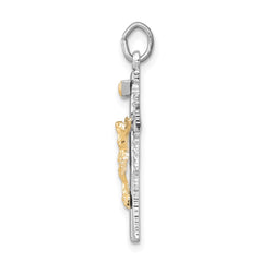 Sterling Silver Platinum-plated & Vermeil INRI Crucifix Charm - 2