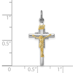 Sterling Silver Platinum-plated & Vermeil INRI Crucifix Charm - 2