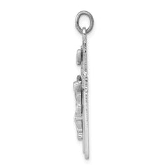 Sterling Silver Rhodium-plated Enameled Crucifix Pendant