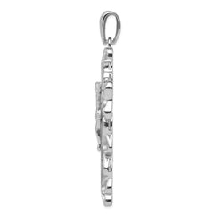 Sterling Silver Rhodium-plated CZ Crucifix Pendant - 2