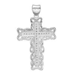 Sterling Silver Rhodium-plated CZ Crucifix Pendant - 2