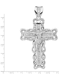 Sterling Silver Rhodium-plated CZ Crucifix Pendant - 2