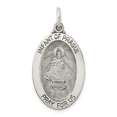 Sterling Silver Antiqued Infant of Prague Medal - 3