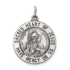 Sterling Silver Antiqued Sacred Heart of Jesus Medal - 4