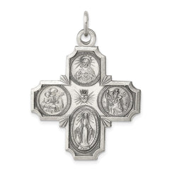Sterling Silver Antiqued 4-way Medal - 4