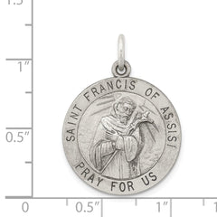 Sterling Silver Antiqued Saint Francis of Assisi Medal - 4