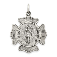 Sterling Silver Antiqued Saint Florian Badge Medal - 2