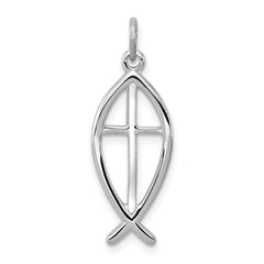 Sterling Silver Platinum-plated Ichthus Fish Charm - 2