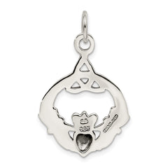 Sterling Silver Antiqued Claddagh Pendant - 4