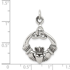 Sterling Silver Antiqued Claddagh Pendant - 4