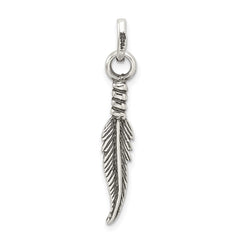 Sterling Silver Antiqued Feather Charm - 3
