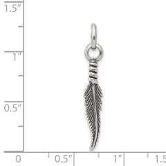 Sterling Silver Antiqued Feather Charm - 3
