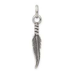 Sterling Silver Antiqued Feather Charm - 3