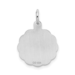 Sterling Silver Rhodium-plated Brocaded Letter B Initial Charm - 2