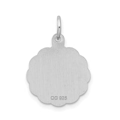 Sterling Silver/Rhodium-plated Brocaded Letter P Initial Pendant