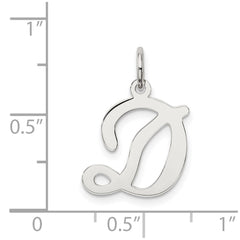 Sterling Silver Rhodium-plated Stamped Letter D Initial Charm