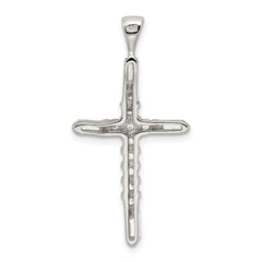 Sterling Silver Rhodium-plated CZ Cross Pendant - 11