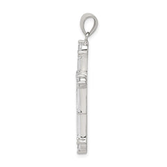 Sterling Silver Rhodium-plated CZ Cross Pendant - 14