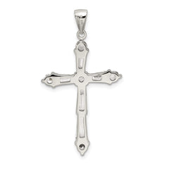 Sterling Silver Rhodium-plated CZ Cross Pendant - 14