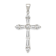 Sterling Silver Rhodium-plated CZ Cross Pendant - 14