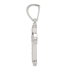 Sterling Silver Rhodium-plated CZ Cross Pendant - 27