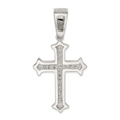 Sterling Silver Rhodium-plated CZ Cross Pendant - 27